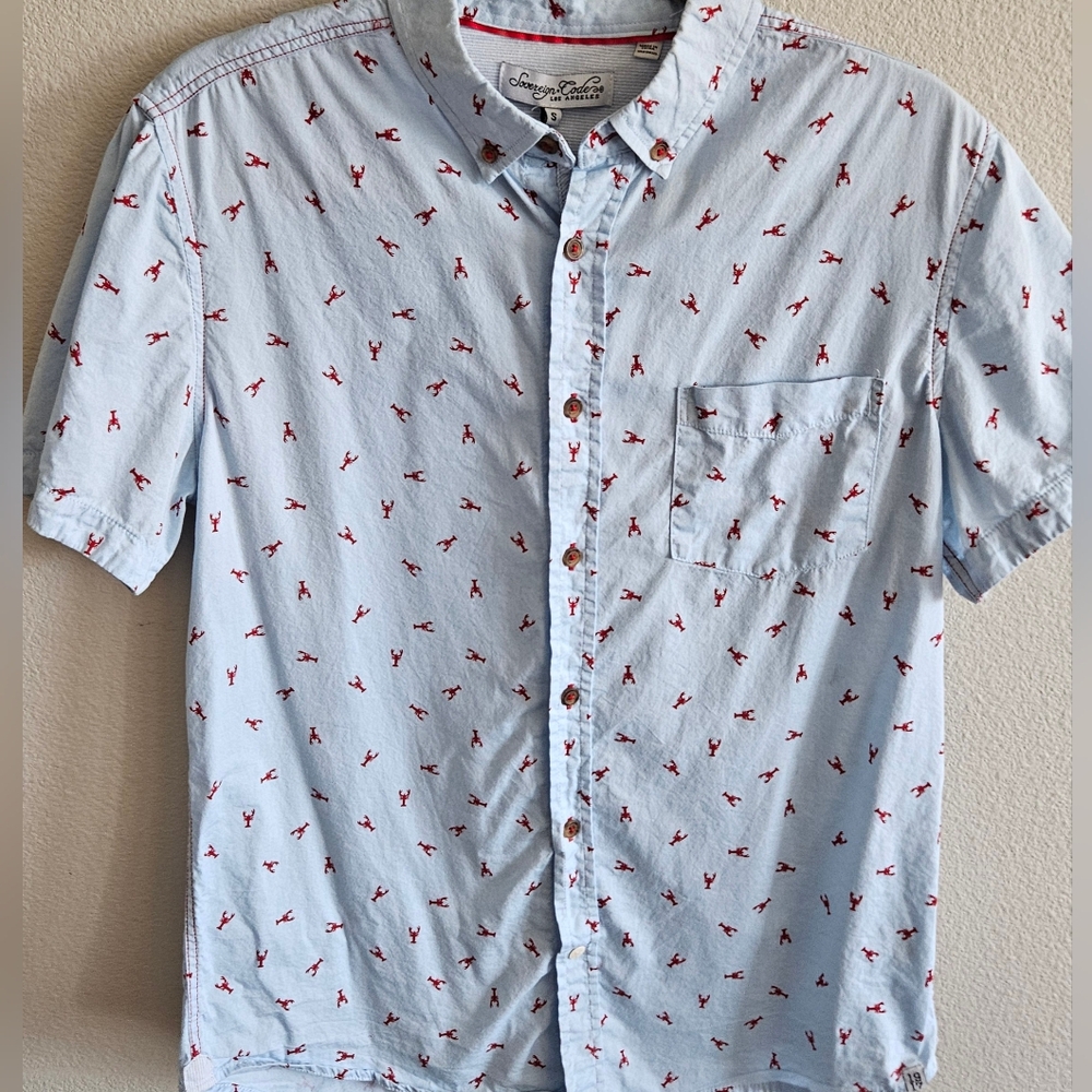 Sovereign Code Blue and Red Casual Button Down Shirt